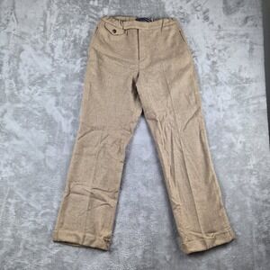 Ralph Lauren Sport Pants Womens Tan Wool Herringbone Cuffed Trouser Old Money